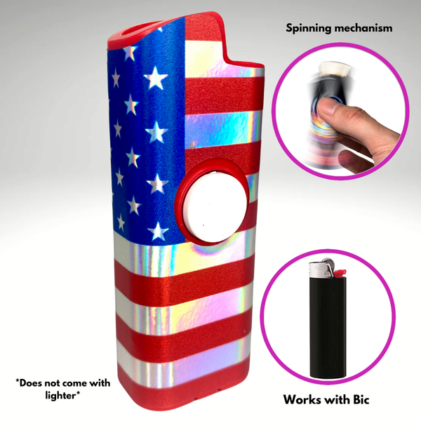 FLKR LYTR® Fidget Spinner Lighter Case Flag Design for Bic® Spinner Lighter Case | FLKR LYTR - $11.99