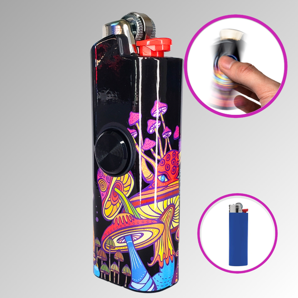 FLKR LYTR® Fidget Spinner Lighter Case Mushroom Design for Bic® Spinner Lighter Case | FLKR LYTR - $11.99