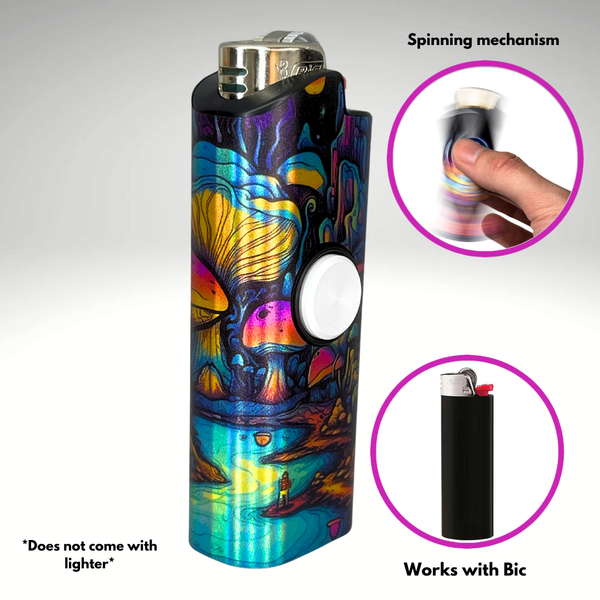 FLKR LYTR® Fidget Spinner Lighter Case Mushroom Design for Bic® Spinner Lighter Case | FLKR LYTR - $11.99