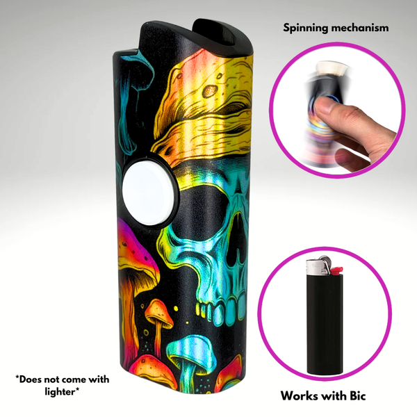 FLKR LYTR® Fidget Spinner Lighter Case Mushroom Design for Bic® Spinner Lighter Case | FLKR LYTR - $11.99