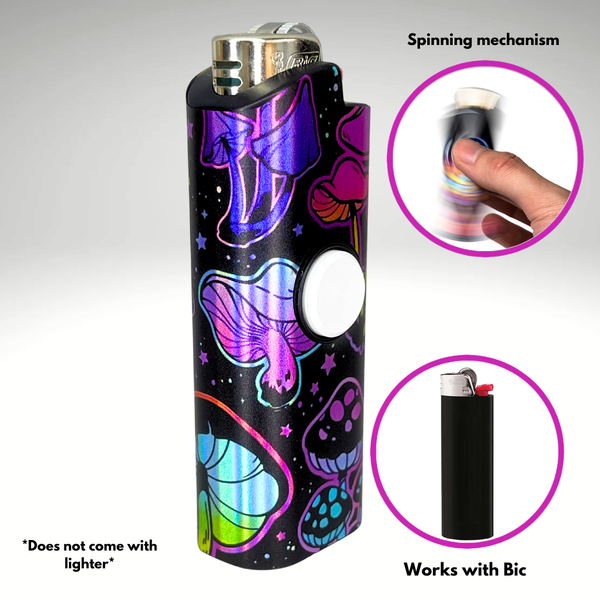 FLKR LYTR® Fidget Spinner Lighter Case Mushroom Design for Bic® Spinner Lighter Case | FLKR LYTR - $11.99